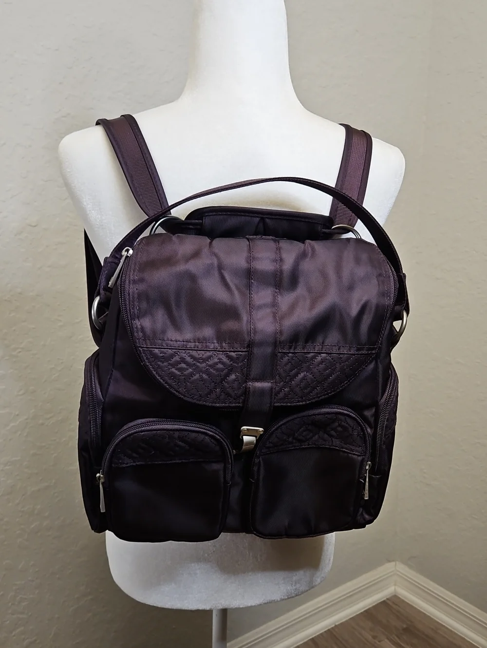Travelon Anti-Theft Signature Convertible Backpack - Purple/Gray